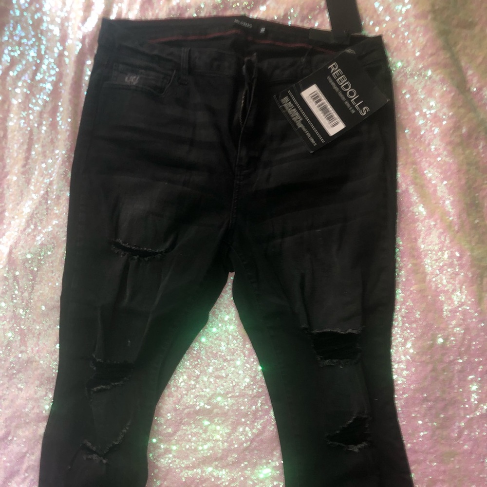 Black Washed Distressed Ripped Jeans
